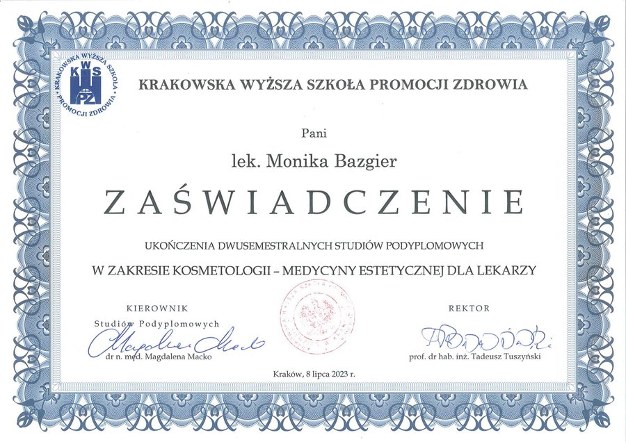 Skan zaświadczenia o ukończeniu studiów podyplomowych