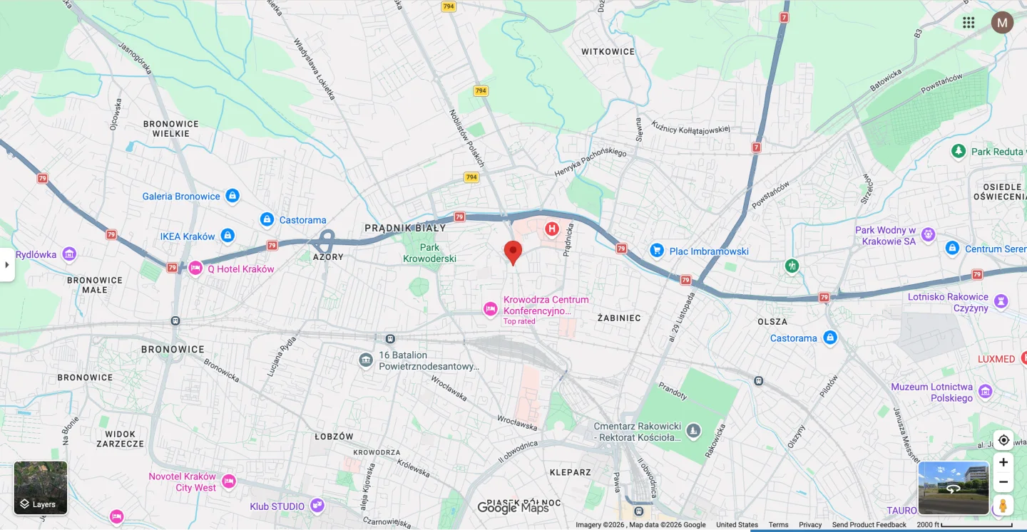 Mapa okolicy ulicy Kluczborskiej 17 w Krakowie