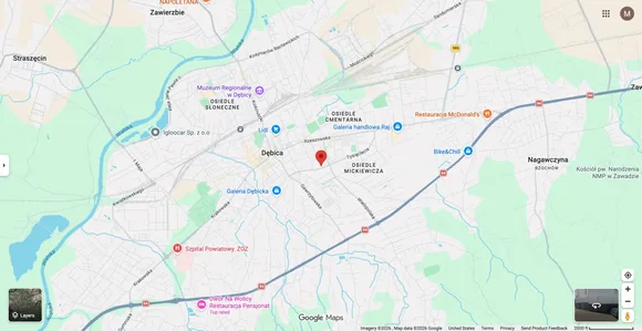 Mapa okolicy ulicy Poddęby 13 w Dębicy